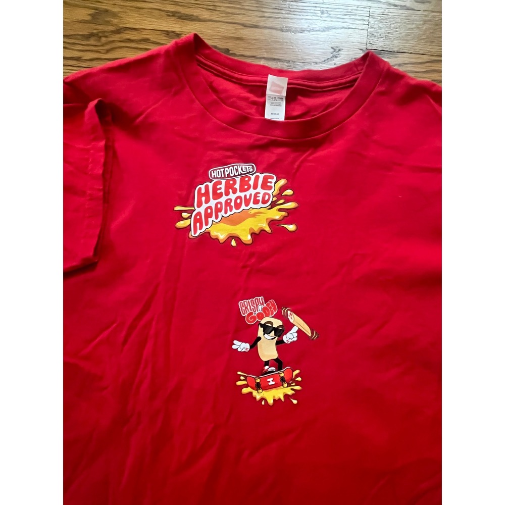 Hanes Hot Pockets Herbie Approved T-Shirt Red Mens Medium Skateboarding vintage